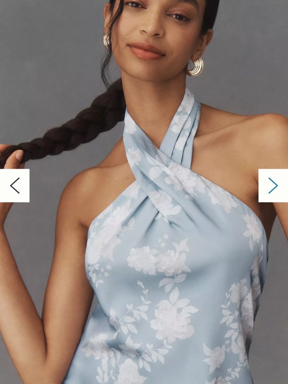 Anthropologie Light Blue Floral Halter Maxi Dress